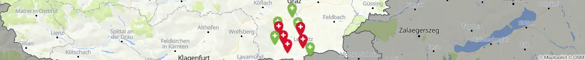 Kartenansicht für Apotheken-Notdienste in der Nähe von Wettmannstätten (Deutschlandsberg, Steiermark)
